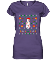 Christmas Baseball Snowman Reindeer In A Santa Hat Pajama Women's V-Neck T-Shirt Women's V-Neck T-Shirt - FordPhuMy