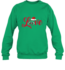 NFL San Francisco 49ers Logo Christmas Santa Hat Love Heart Football Team Crewneck Sweatshirt Crewneck Sweatshirt - FordPhuMy