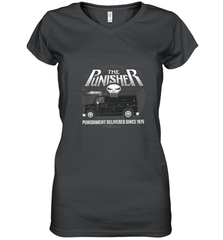 Marvel The Punisher Battle Van Since 1975 Women's V-Neck T-Shirt Women's V-Neck T-Shirt - FordPhuMy