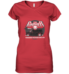 Marvel The Punisher Battle Van Since 1975 Women's V-Neck T-Shirt Women's V-Neck T-Shirt - FordPhuMy