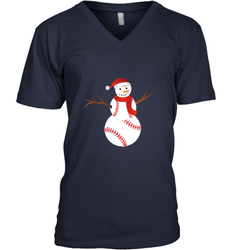 Snowman Baseball Christmas Men's V-Neck
