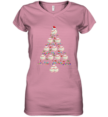 Baseball Balls Christmas Tree lights Xmas Gift Holiday Women's V-Neck T-Shirt Women's V-Neck T-Shirt - FordPhuMy