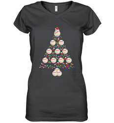 Baseball Balls Christmas Tree lights Xmas Gift Holiday Women's V-Neck T-Shirt