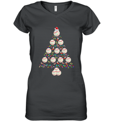 Baseball Balls Christmas Tree lights Xmas Gift Holiday Women's V-Neck T-Shirt Women's V-Neck T-Shirt - FordPhuMy