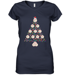 Baseball Balls Christmas Tree lights Xmas Gift Holiday Women's V-Neck T-Shirt