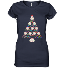 Baseball Balls Christmas Tree lights Xmas Gift Holiday Women's V-Neck T-Shirt Women's V-Neck T-Shirt - FordPhuMy