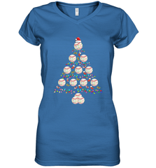 Baseball Balls Christmas Tree lights Xmas Gift Holiday Women's V-Neck T-Shirt Women's V-Neck T-Shirt - FordPhuMy
