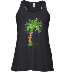 Christmas Lights Palm Tree Beach Funny Tropical Xmas Gift Women's Racerback Tank