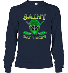 Saint Hat Tricks Ice Hockey Funny St Patricks Day Gift Long Sleeve T-Shirt