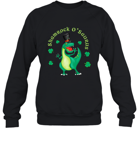 T Rex Dinosaur St. Patrick's Day Irish Funny Crewneck Sweatshirt Crewneck Sweatshirt / Black / S Crewneck Sweatshirt - FordPhuMy