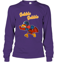 Turkey Football Shirt Funny Thanksgiving Turkey Gobble Gift Long Sleeve T-Shirt Long Sleeve T-Shirt - FordPhuMy