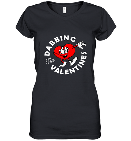 Dabbing Heart For Valentine's Day Art Graphics Heart Gift Women's V-Neck T-Shirt Women's V-Neck T-Shirt / Black / S Women's V-Neck T-Shirt - FordPhuMy
