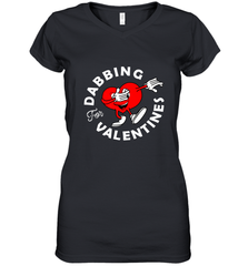 Dabbing Heart For Valentine's Day Art Graphics Heart Gift Women's V-Neck T-Shirt Women's V-Neck T-Shirt - FordPhuMy