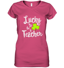 Teacher St. Patrick's Day Shirt, Lucky To Be A Teacher Women's V-Neck T-Shirt Women's V-Neck T-Shirt - FordPhuMy