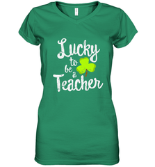 Teacher St. Patrick's Day Shirt, Lucky To Be A Teacher Women's V-Neck T-Shirt Women's V-Neck T-Shirt - FordPhuMy