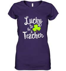 Teacher St. Patrick's Day Shirt, Lucky To Be A Teacher Women's V-Neck T-Shirt Women's V-Neck T-Shirt - FordPhuMy