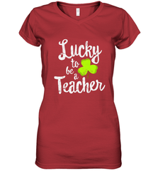 Teacher St. Patrick's Day Shirt, Lucky To Be A Teacher Women's V-Neck T-Shirt Women's V-Neck T-Shirt - FordPhuMy