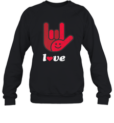 Cute Love Hand Sign Heart Valentines Day Retro Vintage Top Crewneck Sweatshirt Crewneck Sweatshirt - FordPhuMy