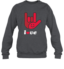 Cute Love Hand Sign Heart Valentines Day Retro Vintage Top Crewneck Sweatshirt Crewneck Sweatshirt - FordPhuMy