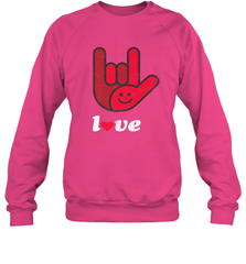 Cute Love Hand Sign Heart Valentines Day Retro Vintage Top Crewneck Sweatshirt Crewneck Sweatshirt - FordPhuMy