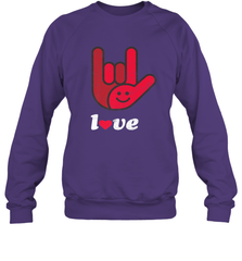 Cute Love Hand Sign Heart Valentines Day Retro Vintage Top Crewneck Sweatshirt Crewneck Sweatshirt - FordPhuMy
