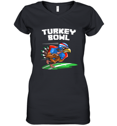 Cool Turkey Bowl _ Funny Thanksgiving Football Player Gift Women's V-Neck T-Shirt