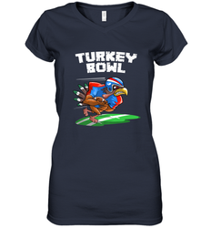 Cool Turkey Bowl _ Funny Thanksgiving Football Player Gift Women's V-Neck T-Shirt