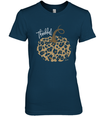 Mens Womens Thankful Pumpkin Fall Leopard Print Women's Premium T-Shirt Women's Premium T-Shirt - FordPhuMy