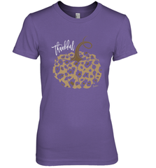 Mens Womens Thankful Pumpkin Fall Leopard Print Women's Premium T-Shirt Women's Premium T-Shirt - FordPhuMy