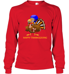 Cool Happy Thanksgiving Football Shirt Gobble Player Turkey Long Sleeve T-Shirt Long Sleeve T-Shirt - FordPhuMy