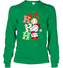 HO HO HO Baseball Santa Hat Christmas Long Sleeve T-Shirt Long Sleeve T-Shirt - FordPhuMy