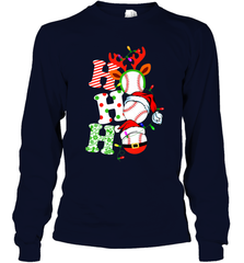 HO HO HO Baseball Santa Hat Christmas Long Sleeve T-Shirt Long Sleeve T-Shirt - FordPhuMy