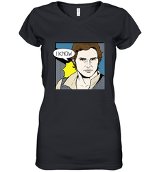 Star Wars Han Solo I Know Pop Art Couples Women's V-Neck T-Shirt