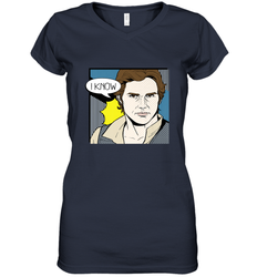 Star Wars Han Solo I Know Pop Art Couples Women's V-Neck T-Shirt