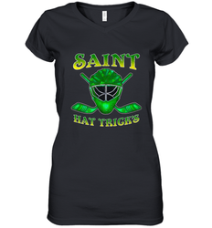 Saint Hat Tricks Ice Hockey Funny St Patricks Day Gift Women's V-Neck T-Shirt