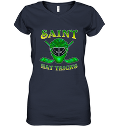 Saint Hat Tricks Ice Hockey Funny St Patricks Day Gift Women's V-Neck T-Shirt