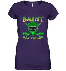 Saint Hat Tricks Ice Hockey Funny St Patricks Day Gift Women's V-Neck T-Shirt Women's V-Neck T-Shirt - FordPhuMy