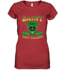 Saint Hat Tricks Ice Hockey Funny St Patricks Day Gift Women's V-Neck T-Shirt Women's V-Neck T-Shirt - FordPhuMy