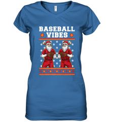 Baseball Vibes Christmas Baseball Player Santa Gift Holiday Women's V-Neck T-Shirt Women's V-Neck T-Shirt - FordPhuMy