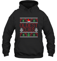 Oldest Claus Santa Hat Christmas Gift Matching Family Ugly Hooded Sweatshirt