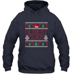 Oldest Claus Santa Hat Christmas Gift Matching Family Ugly Hooded Sweatshirt