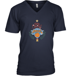 NBA New York Knicks Logo merry Christmas gilf Men's V-Neck