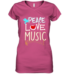 Peace Love Music Hippie Hipster Festival Women's V-Neck T-Shirt Women's V-Neck T-Shirt - FordPhuMy