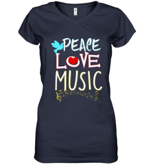 Peace Love Music Hippie Hipster Festival Women's V-Neck T-Shirt Women's V-Neck T-Shirt - FordPhuMy