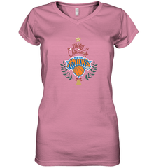 NBA New York Knicks Logo merry Christmas gilf Women's V-Neck T-Shirt Women's V-Neck T-Shirt - FordPhuMy