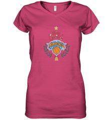 NBA New York Knicks Logo merry Christmas gilf Women's V-Neck T-Shirt Women's V-Neck T-Shirt - FordPhuMy