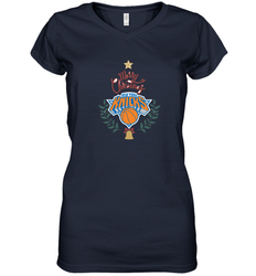 NBA New York Knicks Logo merry Christmas gilf Women's V-Neck T-Shirt
