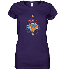 NBA New York Knicks Logo merry Christmas gilf Women's V-Neck T-Shirt Women's V-Neck T-Shirt - FordPhuMy