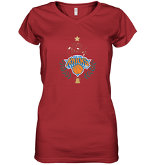 NBA New York Knicks Logo merry Christmas gilf Women's V-Neck T-Shirt Women's V-Neck T-Shirt - FordPhuMy