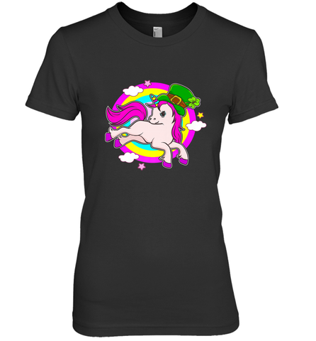 Irish Leprechaun Unicorn Cute St Patricks Day Ireland Women's Premium T-Shirt Women's Premium T-Shirt / Black / XS Women's Premium T-Shirt - FordPhuMy